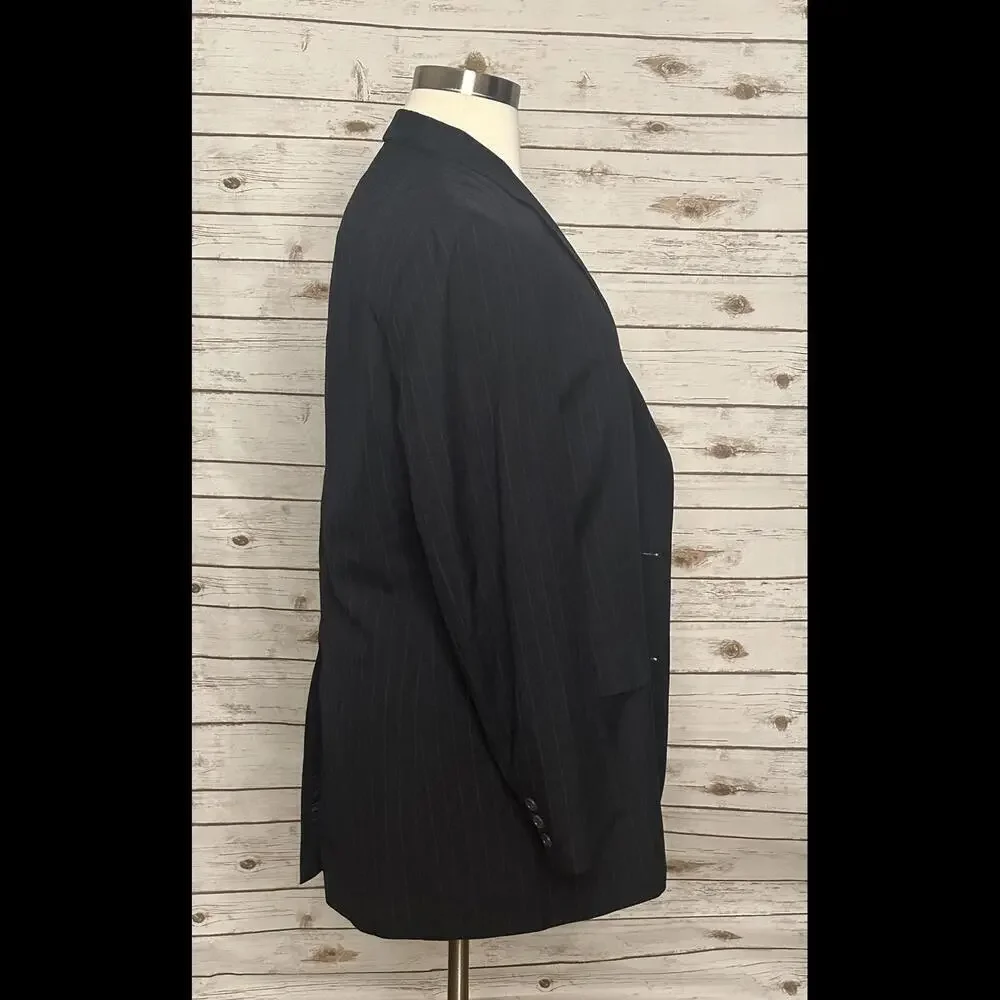 Vintage Brooks Brothers navy blue pinstriped single-breasted blazer Size 44L